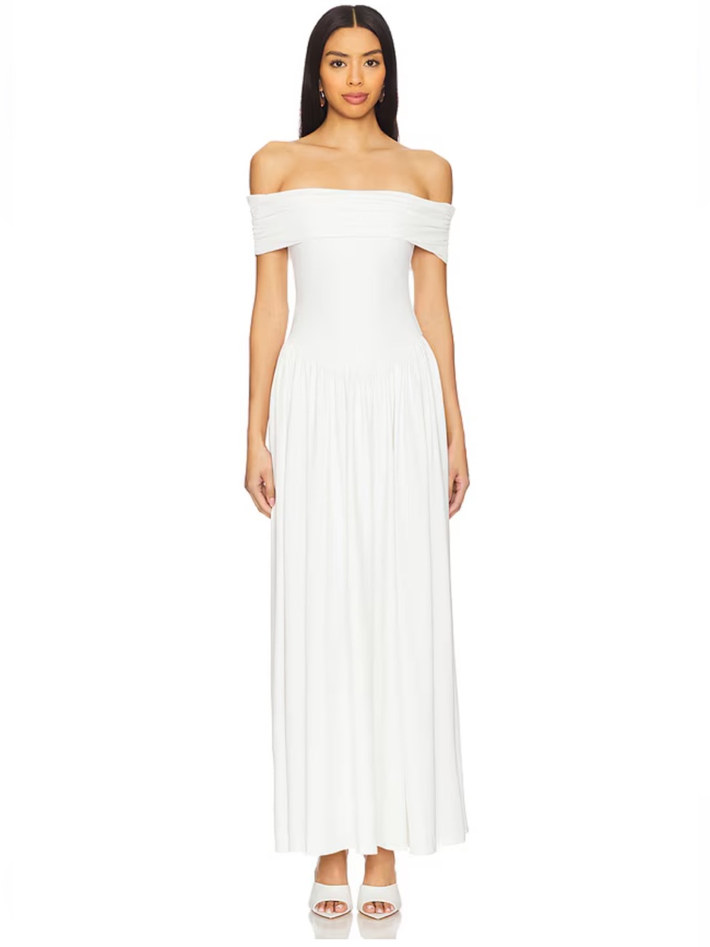 More To Come Brielle Maxi Dress White Off-Shoulder stretch Revolve M